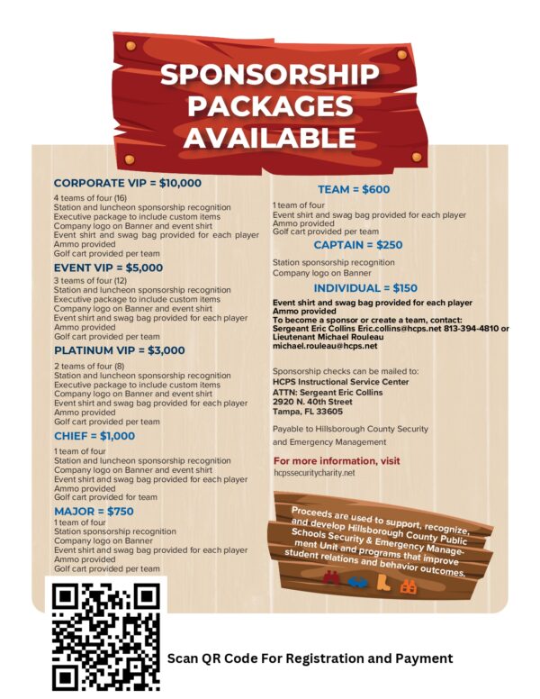 The poster of sponsorship packages available.